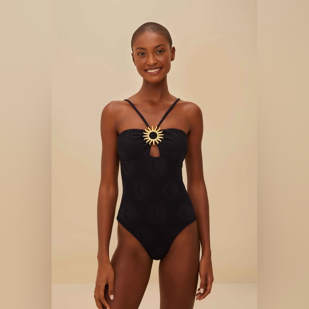 FARM RIO Black Sunny Moon One-Piece Swimsuit